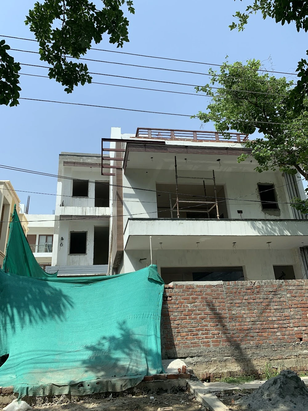 Independent house construction nearing completion Gurugram — residential architect site visit