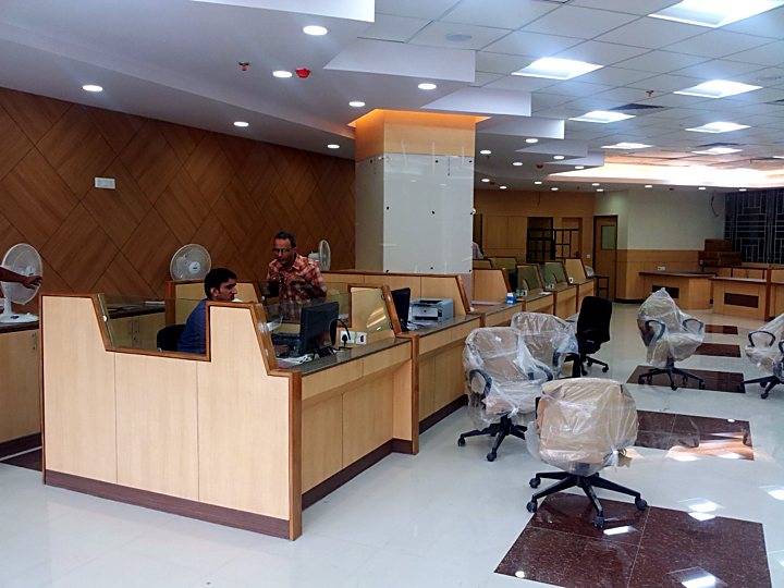 SBI branch counters Sohna Road Gurugram — banking interiors North India