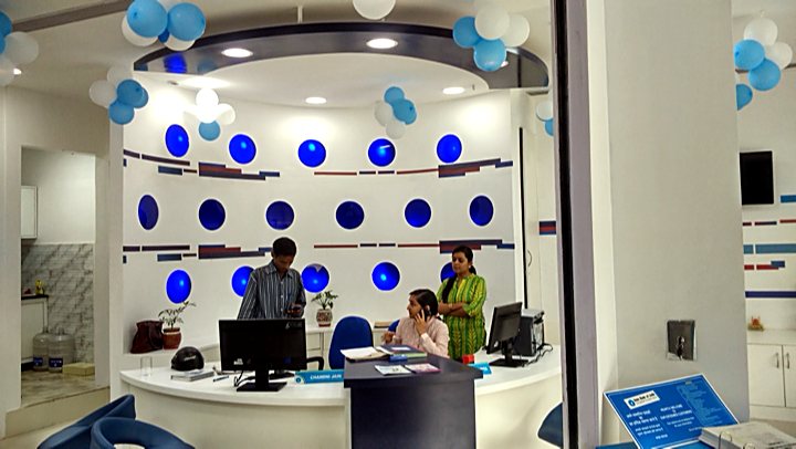 SBI INTOUCH branch interiors Gurugram — commercial interior design Delhi NCR