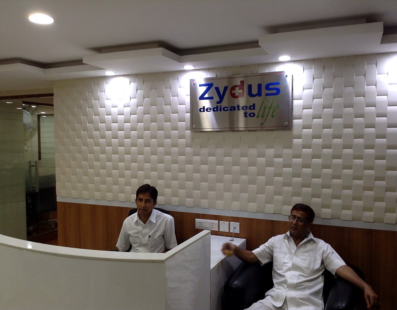 Zydus Cadila office reception Connaught Place New Delhi — corporate office interior design